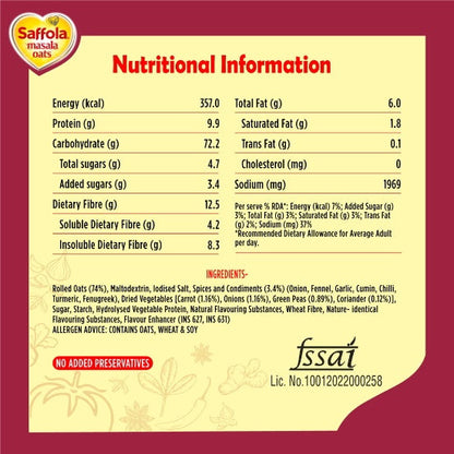 Saffola Masala & Coriander Oats Pouch 40 g