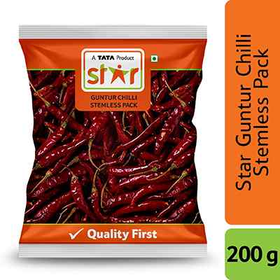 Star Whole Guntur Chilli Stem Less 200 gm