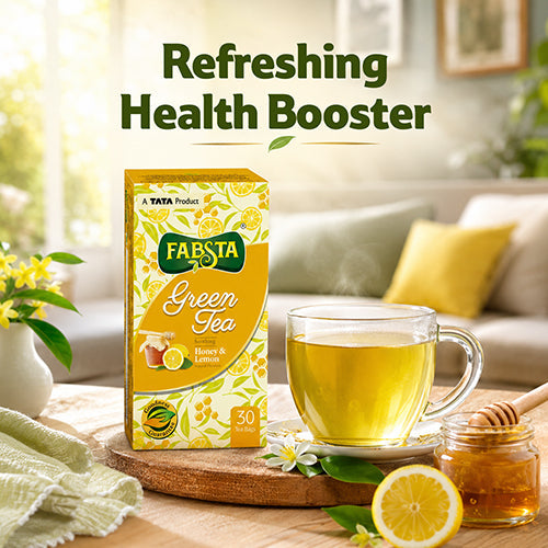 Fabsta Honey & Lemon Green Tea Bags, 25 Pcs