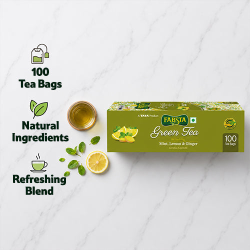 Fabsta Mint Lemon & Ginger Tea Bags, 100 Pcs