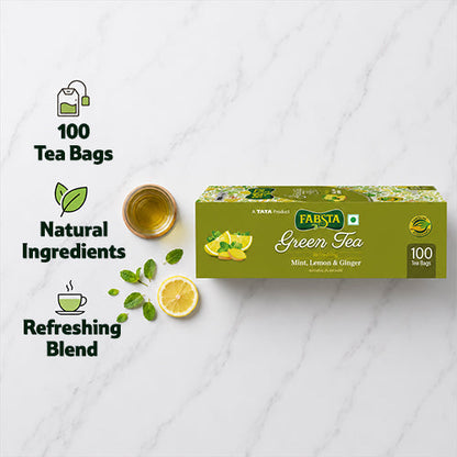 Fabsta Mint Lemon & Ginger Tea Bags, 100 Pcs