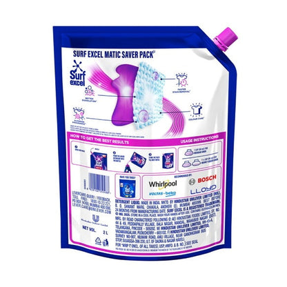 Surf Excel Matic Liquid Detergent Front Load Pouch 2 ltr