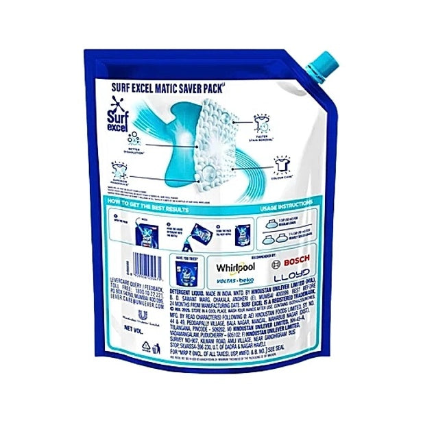 Surf Excel Matic Liquid Detergent Top Load Pouch 2 ltr