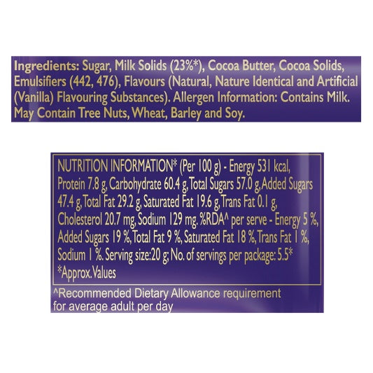 Cadbury Dairy Milk Chocolate Bar Family Pack 134 g