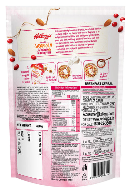 Kellogg'S Crunchy Grano Almond Cranberry 460 g