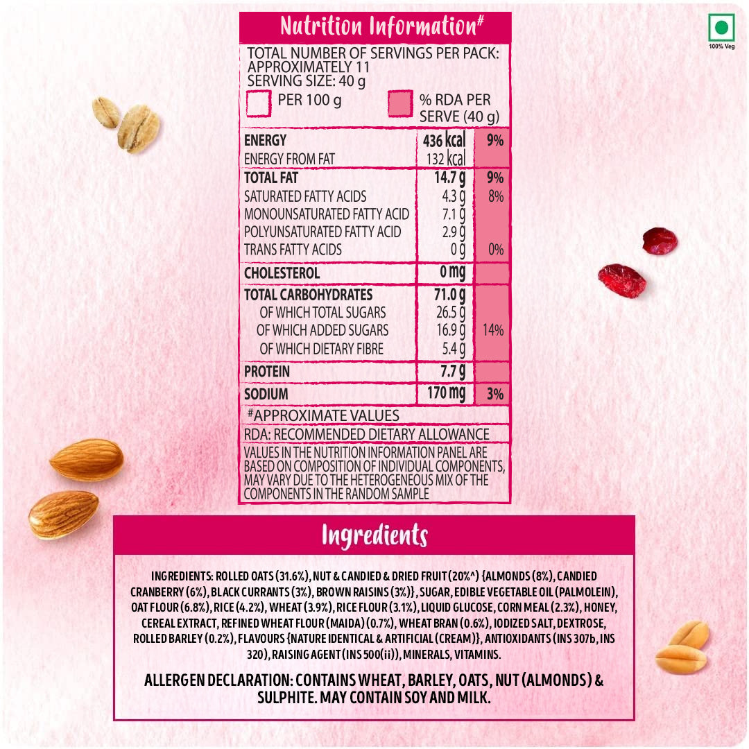 Kellogg'S Crunchy Grano Almond Cranberry 460 g