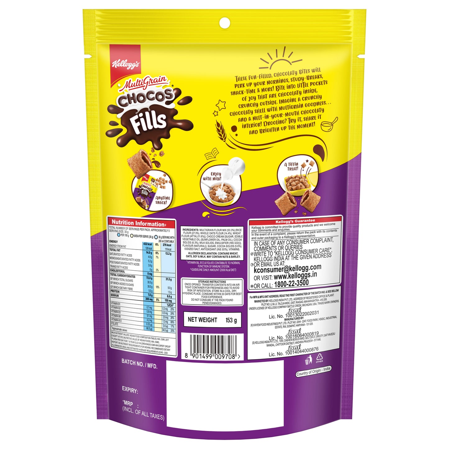 Kellogg'S Chocos Fills Pouch Pack 153 gm