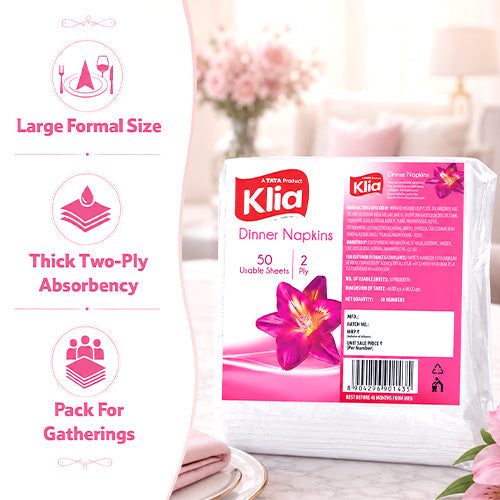 Klia Dinner Napkin 2Ply 38X38 50 pulls