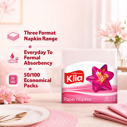 Klia Paper Napkin 2Ply, 50 Pulls (30 cm x 30cm )