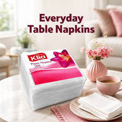 Klia Paper Napkin 1Ply, Pack of 100 Pulls (27 cm x 30 cm)