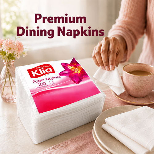 Klia Paper Napkin 1Ply, Pack of 100 Pulls (27 cm x 30 cm)
