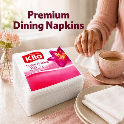 Klia Paper Napkin 1Ply, Pack of 100 Pulls (27 cm x 30 cm)