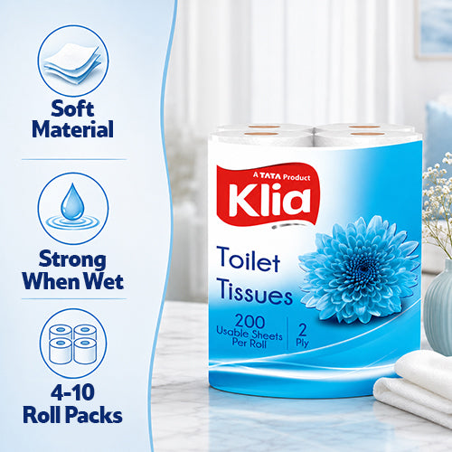 Klia Toilet Tissue 2 Ply, Pack of 10