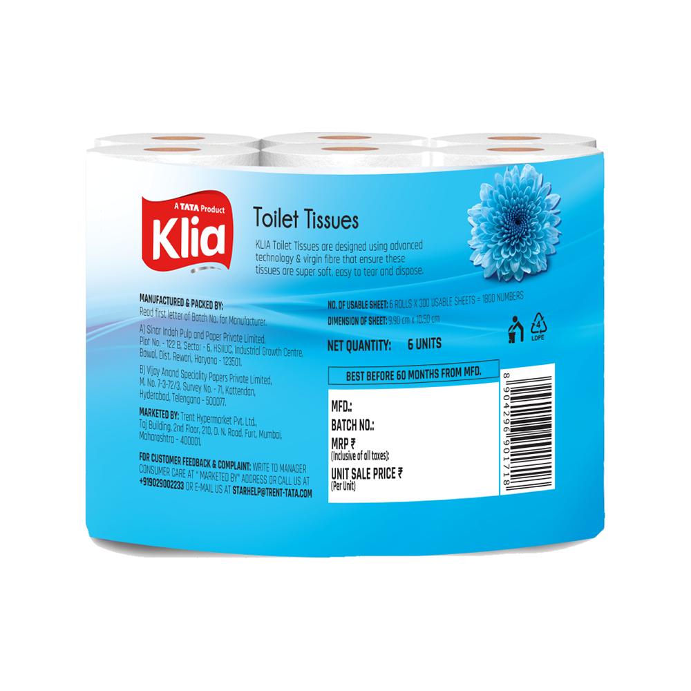 Klia Toilet Tissue 3 Ply Pack Of 6Rolls