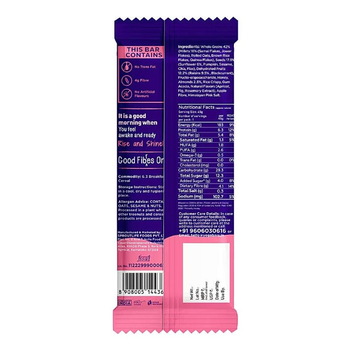 Yogabar Apricot Fig Breakfast Bar 45 g