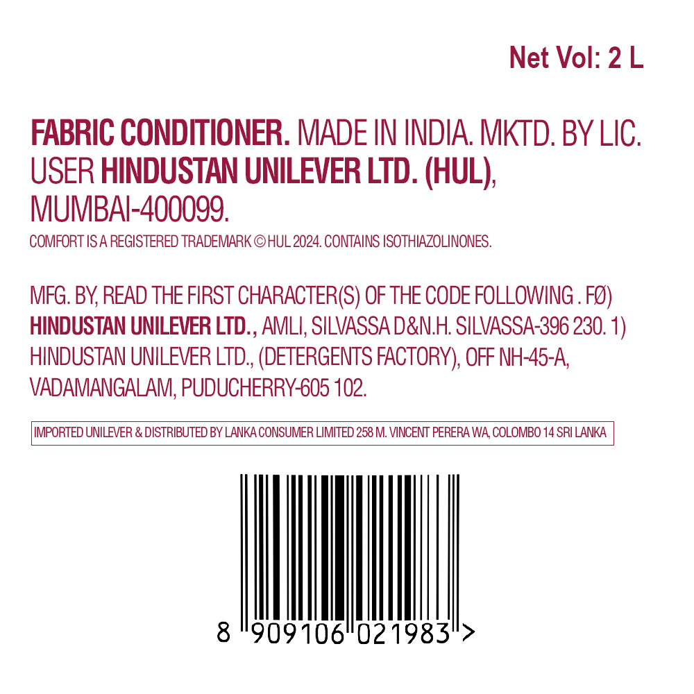 Comfort After Wash Lily Fresh Fabric Conditioner Pouch 2 ltr