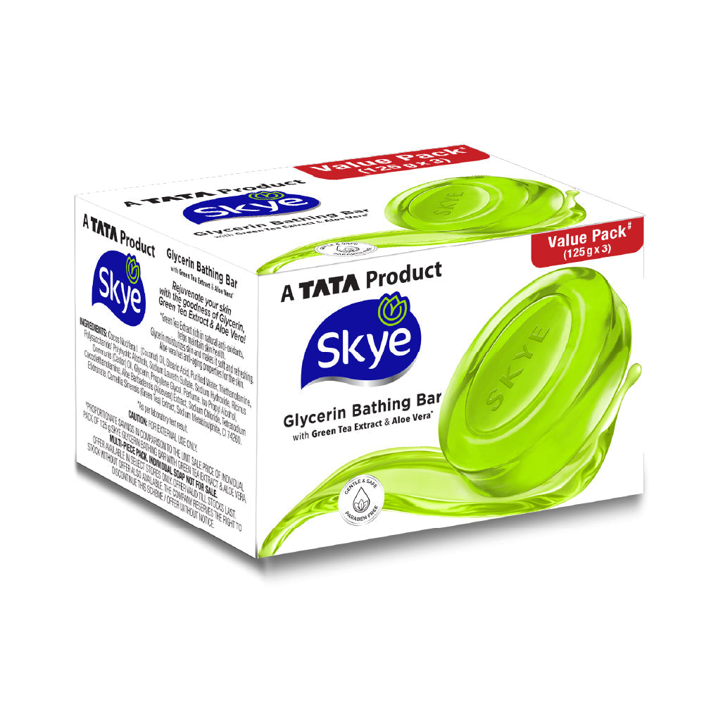 Skye Clear Splash Bathing Bar With Green Tea Extracts, Pack of 3 (125 g )