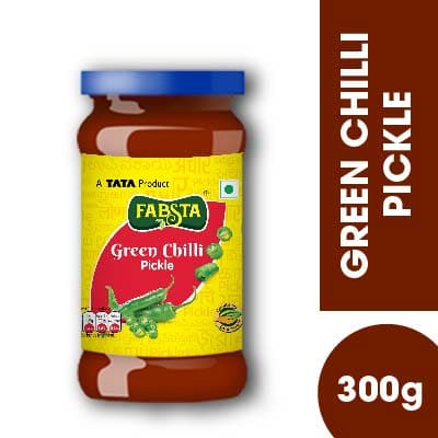 Fabsta Green Chilly Pickle Bottle 300 Gm