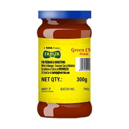 Fabsta Green Chilly Pickle Bottle 300 g