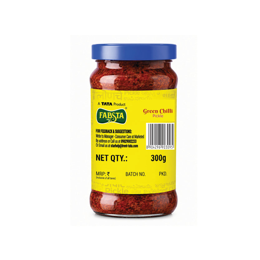 Fabsta Green Chilly Pickle Bottle, 300 g