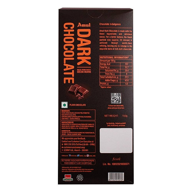 Amul Dark Chocolate 55% 150 g