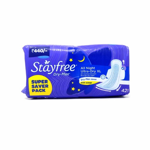 Stayfree All Night Dry Max Wings Sanpads Pack Of 42 Pads
