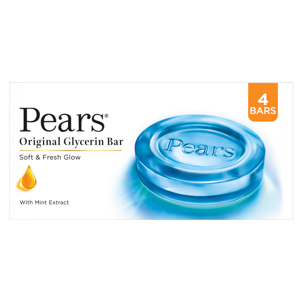 Pears Soft & Fresh Bathing Bar With 0.98 Pure Glycerine & Mint Extracts-For Fresh Glow 4x125 gm