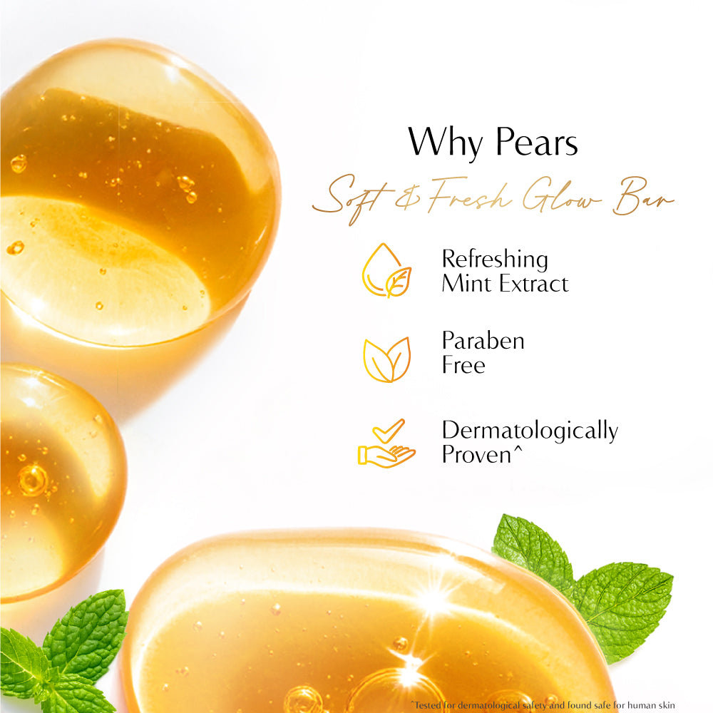 Pears Soft & Fresh Bathing Bar With 0.98 Pure Glycerine & Mint Extracts-For Fresh Glow 4x125 gm