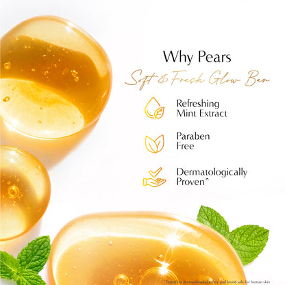 Pears Soft & Fresh Bathing Bar With 0.98 Pure Glycerine & Mint Extracts-For Fresh Glow 4x125 gm