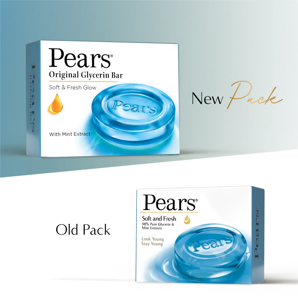 Pears Soft & Fresh Bathing Bar With 0.98 Pure Glycerine & Mint Extracts-For Fresh Glow 4x125 gm