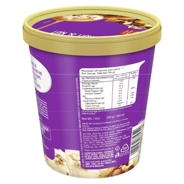 Kwality Walls Fruit N Nut Tub 700ml