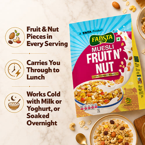 Fabsta Fruit N Nut Muesli Pouch, 750 g