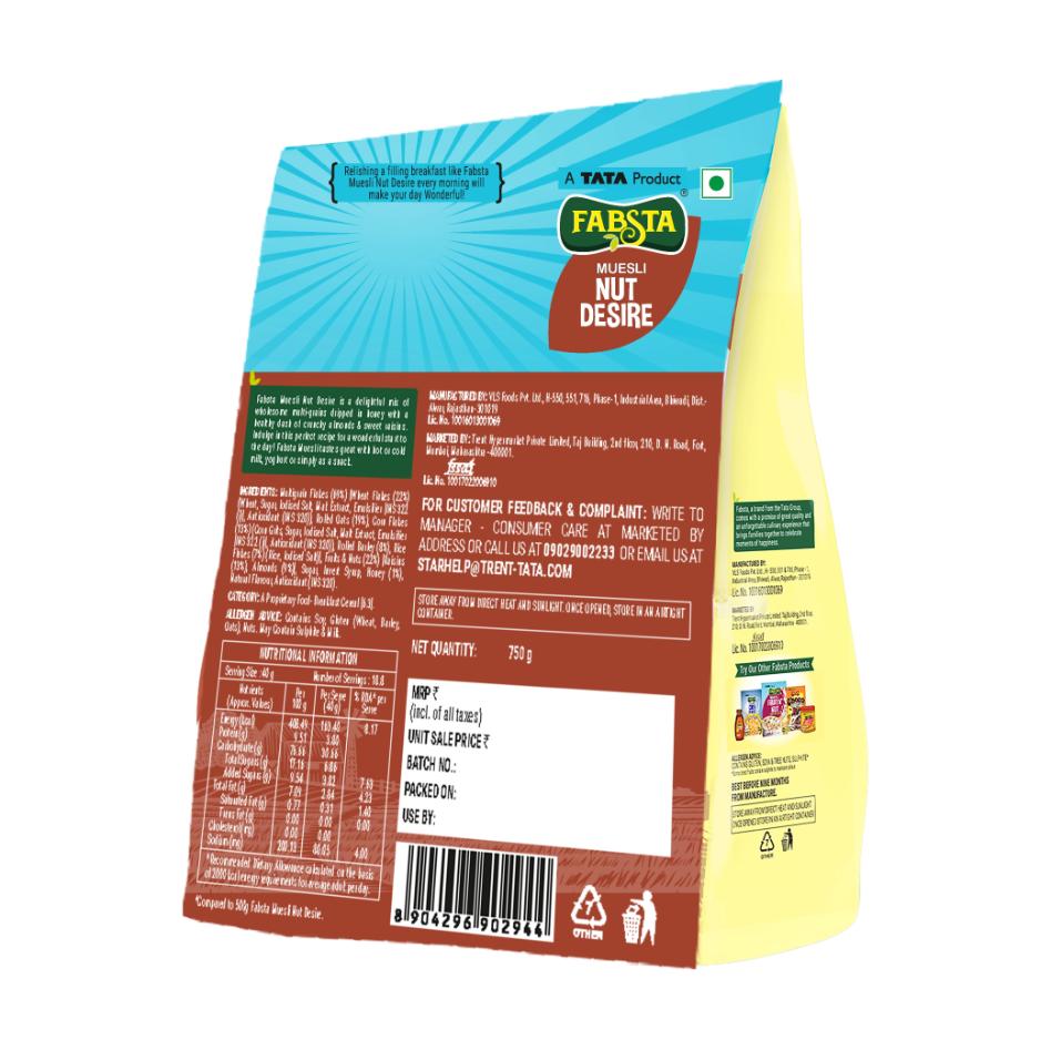 Fabsta Nut Desire Muesli Pouch, 750 g
