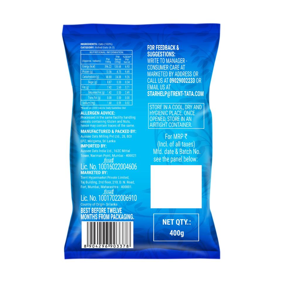 Fabsta Plain Oats 400 g