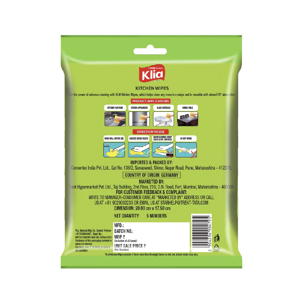 Klia Kitchen Wipes 18X20 pack of 1