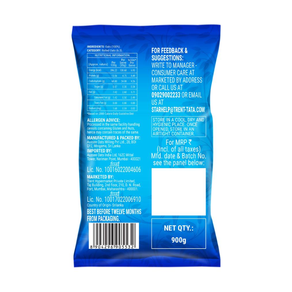 Fabsta Plain Oats 900 g