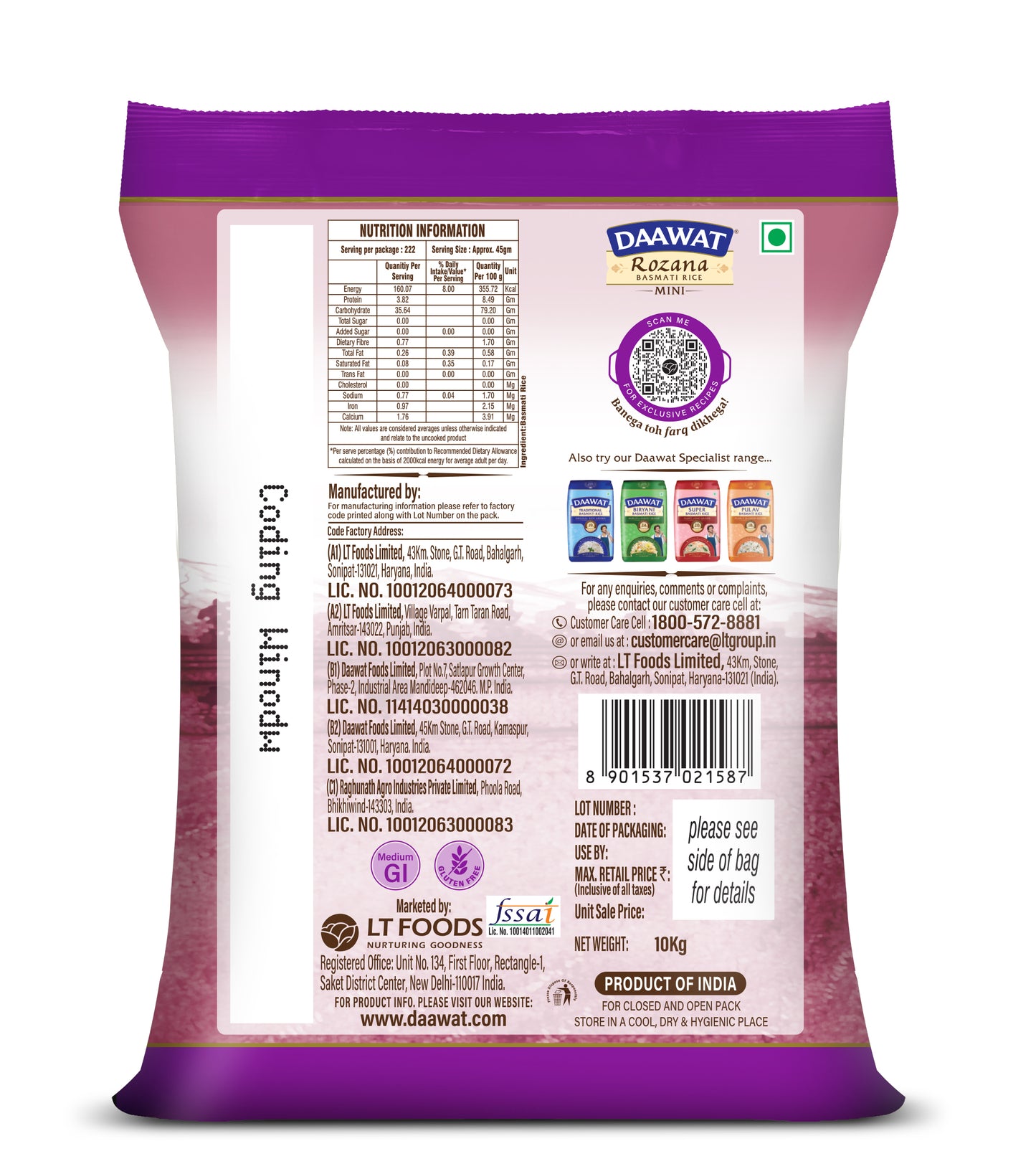 Daawat Rozana Mini Rice 10kg
