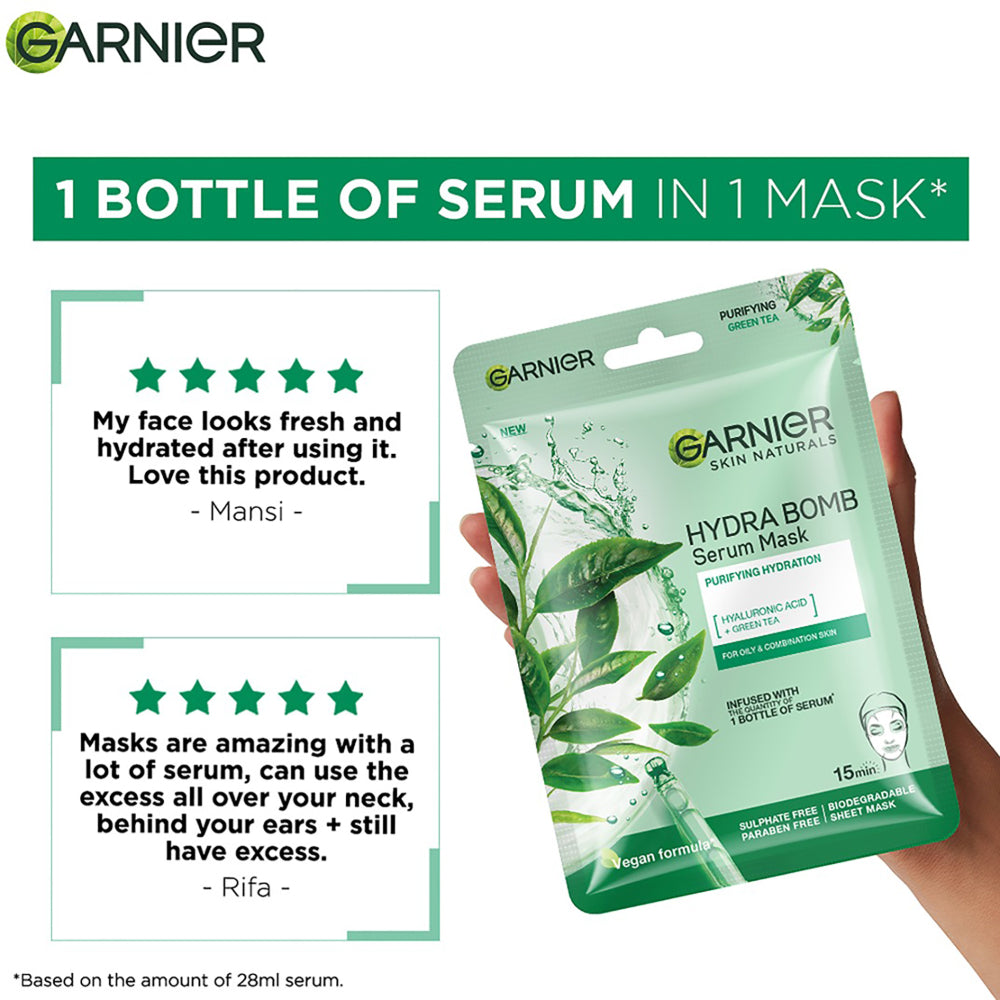 Garnier Hydra Bomb Green Tea Serum Mask 32 gm