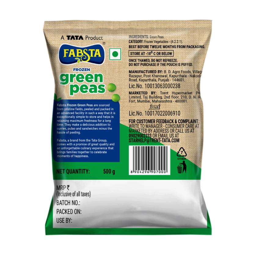 Fabsta Frozen Green Peas, 500 g