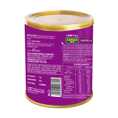 Fabsta Rasgulla Tin, 1 Kg