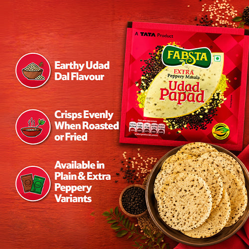Fabsta Udad Papad Extra Peppery 200 g