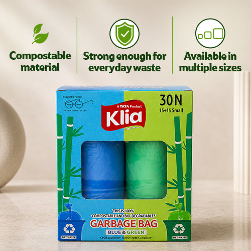 Klia Compostable Garbage Bag Small Combi pack of 15
