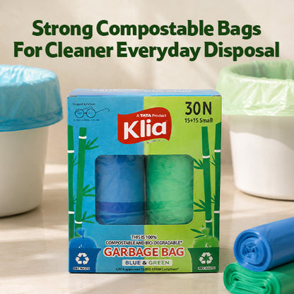 Klia Compostable Garbage Bag Small Combi pack of 15