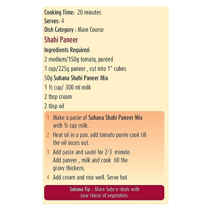 Suhana Sahi Paneer Mix 50 g