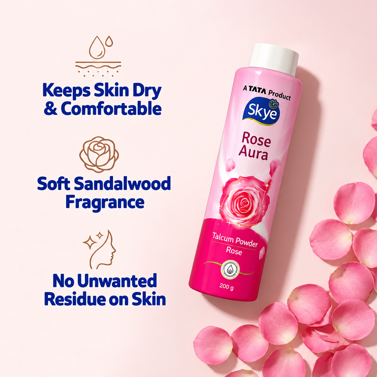 Skye Rose Aura Talcum Powder, 200 g