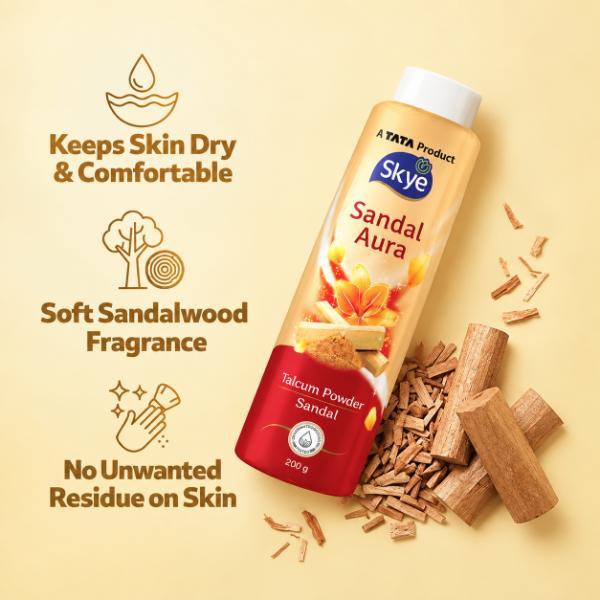 Skye Sandal Aura Talcum Powder, 200 g