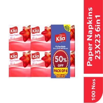 Klia Paper Napkins 23X23 100Pulls 6In1 100 pulls