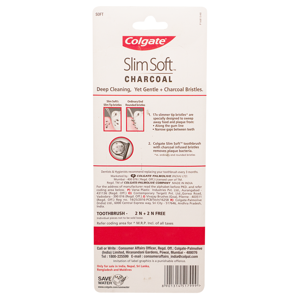 Colgate Slimsoft Charcoal Tooth Brush buy 2 get 2 free