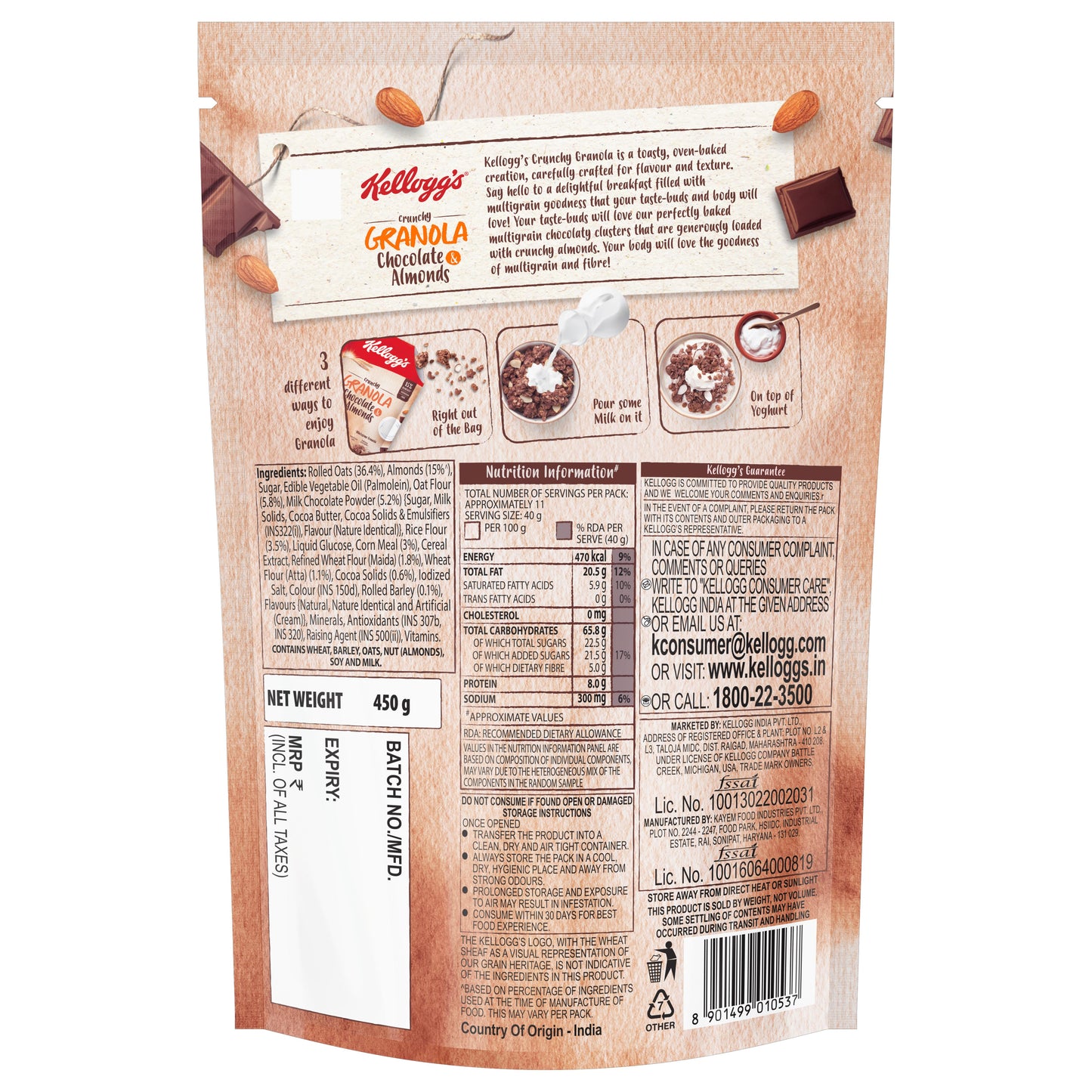 Kellogg'S Granola Choco Almond 450 g