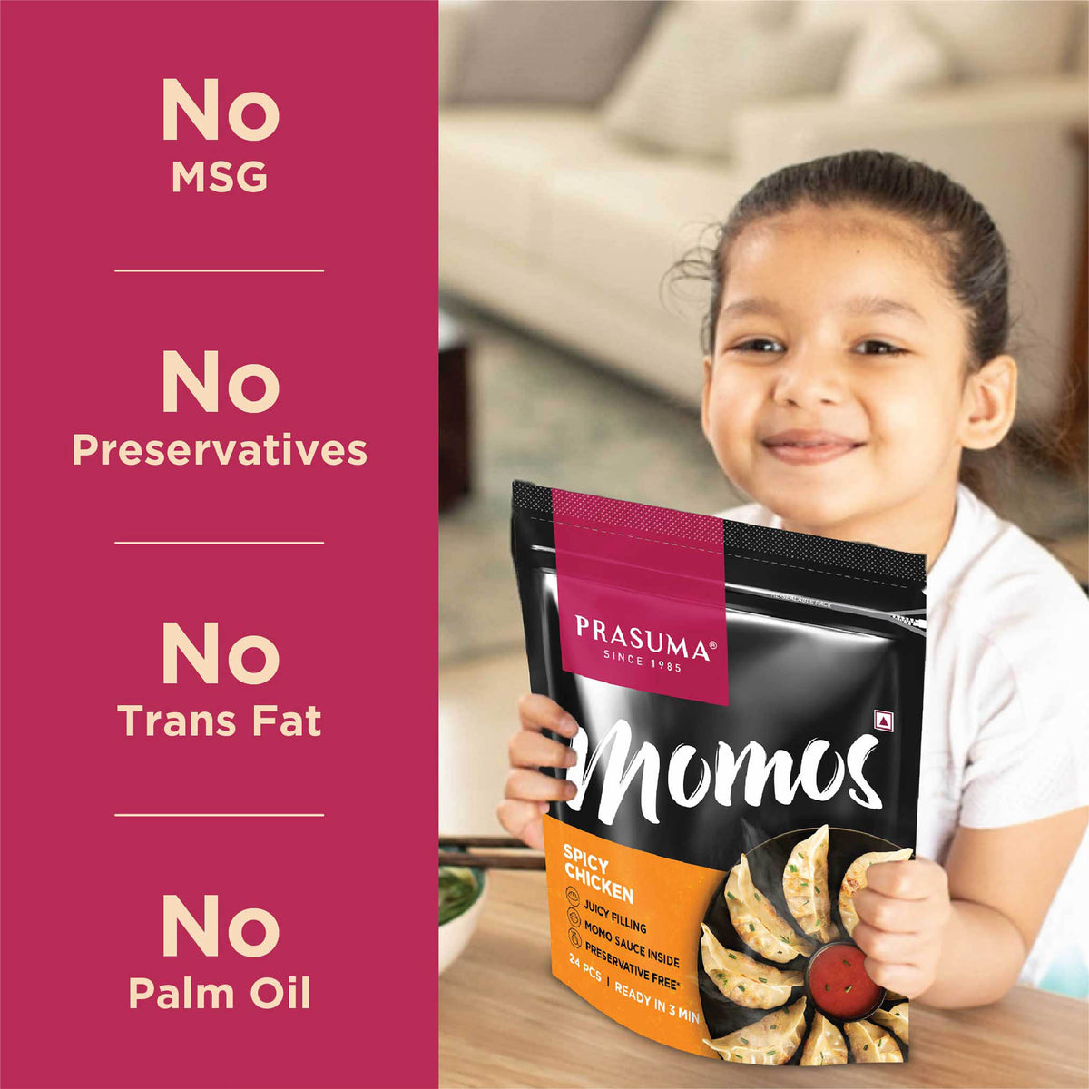 Prasuma Spicy Chicken Momos 24pcs